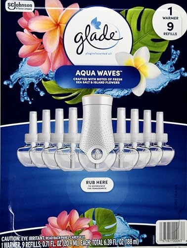 Glade PlugIns Aqua Waves Scented Oil - 9 Refills + 1 Warmer - Bellso